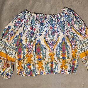 Christian Siriano Geometric Off-Shoulder Balloon Sleeve Croppe